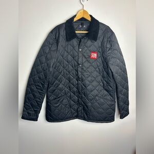 Quince Black Quilted Jacket 100% Recycled Polyester Black Mens L Neck Corduroy